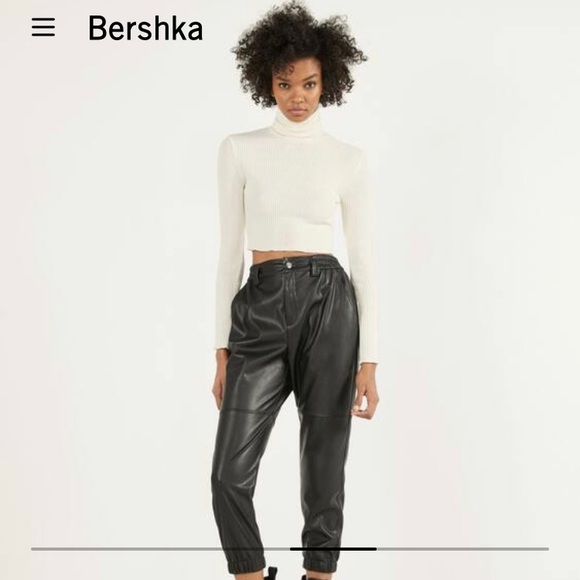 Bershka Faux Leather Jogger Pants - Picture 1 of 11